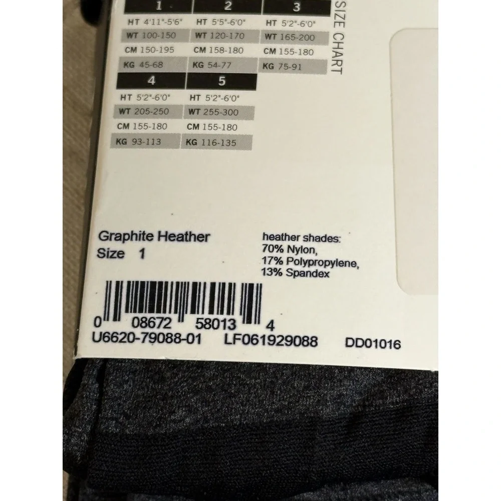 Hue Super Opaque Control Top Tights Size 1 Graphite‎ Heather New